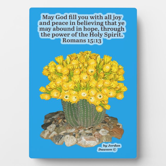 Placa Expositora Hermoso Cactus Scripture Plaque Romans 15:13 (Frente)