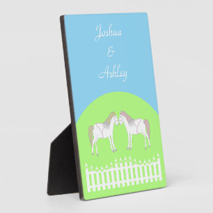 Placa Expositora Hermoso Personalizado de caballos Boda blanco