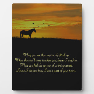 Placa Expositora Hermoso poema conmemorativo con caballos al atarde