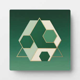 Placa Expositora Hexágono Geométrico de Lujo Esmeralda