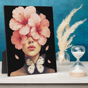 Placa Expositora Hibisco & Mariposa – Botánica Floral Moderna