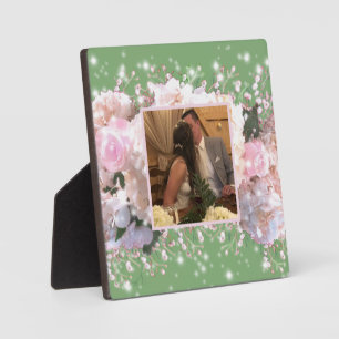 Placa Expositora Hidráneas de encaje blanco romántico, rosas rosas 