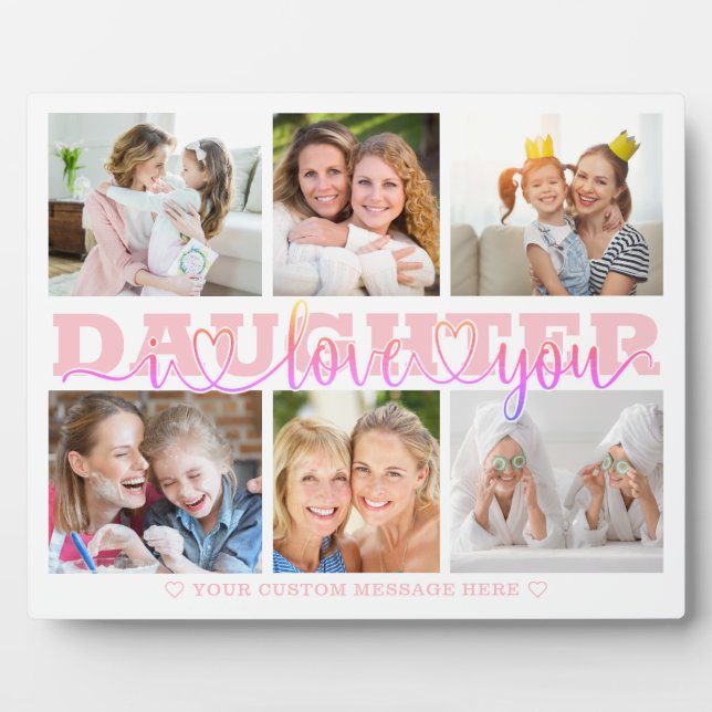 Placa Expositora HIJA I Love You 6 Collage de fotos Rosa 8x10 (Frente)