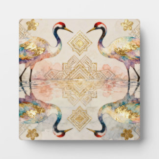 Placa Expositora Himmlische Kraniche in Harmonie - Wasserfarben 