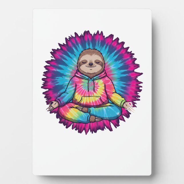 Placa Expositora Hippie Sloth Peace Sign Tie-Dy (Frente)