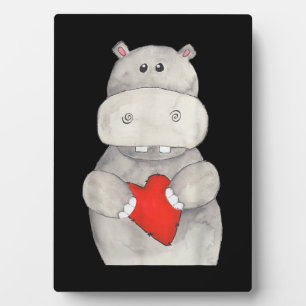 Placa Expositora Hippo cutáneo Hipopótamo Sujetando el corazón Lo