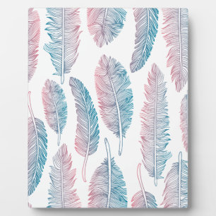 Placa Expositora Hipster acuarela Pluma rosa azul dibujada a mano