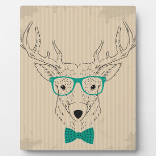 Placa Expositora Hipster Reindeer Elk con lentes Navidades gruñidos