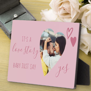 Placa Expositora Historia de amor dice sí propuesta rosa foto de co