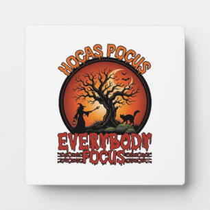 Placa Expositora Hocas Pocus Todos Enfóquense Árbol Embrujado Gato 