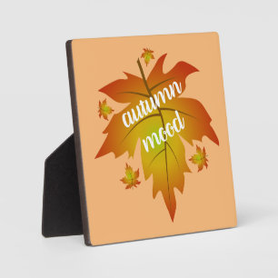 Placa Expositora Hojas de arce en la tipografía de humor de otoño