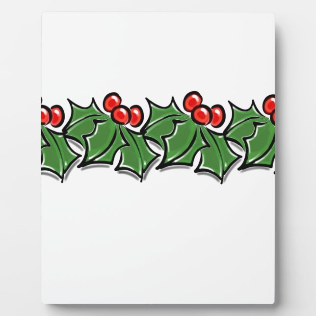 Placa Expositora Hojas de Holly, bayas de Holly, flores de Navidad (Frente)