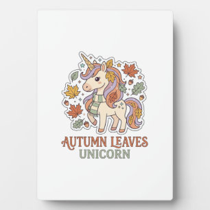 Placa Expositora Hojas de otoño de unicornio Merch de diseño gráfic