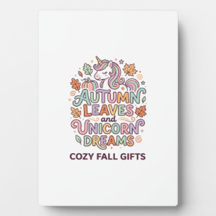 Placa Expositora Hojas de otoño de unicornio y sueños de unicornio 