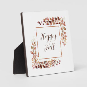Placa Expositora Hojas de otoño enmarcan con texto personalizable 