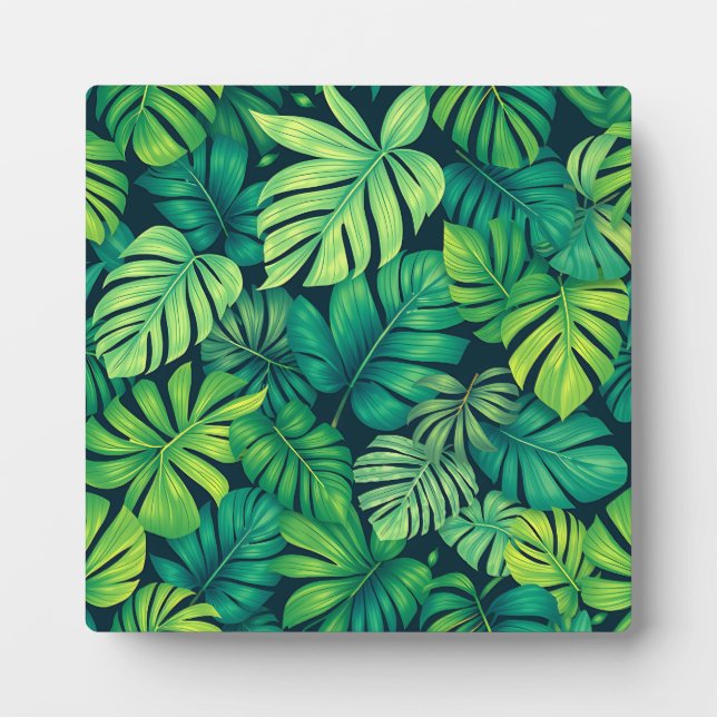 Placa Expositora Hojas Tropicales de Monstera Patrón de Jungla (Frente)