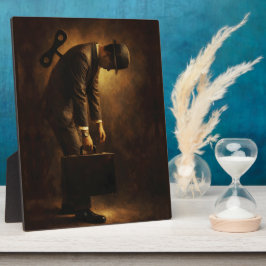 Placa Expositora Hombre de oficina dado de cuerda Rutina surrealist