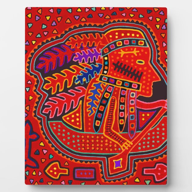 Placa Expositora Hombre indio kuna en canoa (Frente)