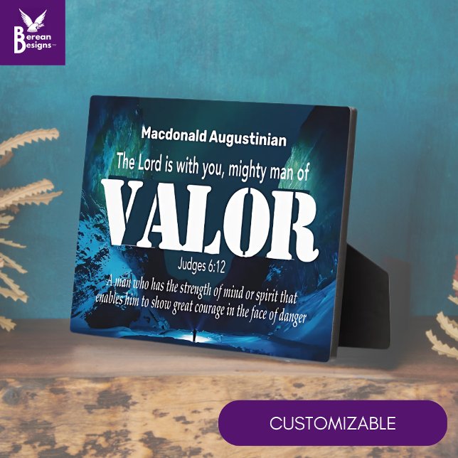 Placa Expositora HOMBRE MIGEÑO Y PERSONAL DE LOS Jueces DE VALOR 6: (Ideal Father's Day or Dad's birthday MAN OF VALOR plaque with CUSTOMIZABLE name.)