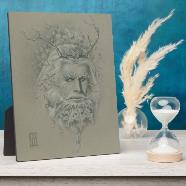 Placa Expositora Hombre verde con barba de hoja de roble (Lado)