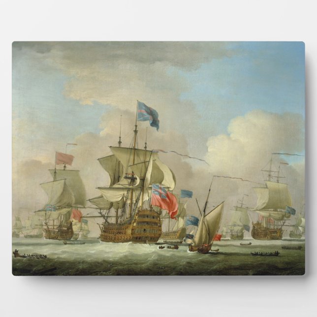 Placa Expositora Hombres de Guerra Británicos y un esloop, c.1720-3 (Frente)