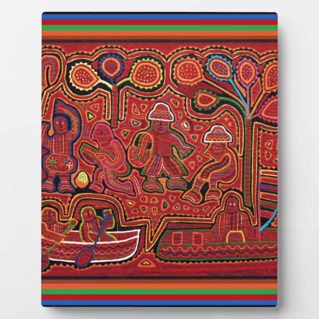 Placa Expositora Hombres indios Cuna en Cayucos (Frente)