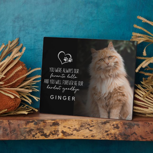 Placa Expositora Homenaje favorito de gato de adiós y hola más difí (Lado)