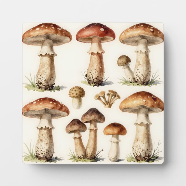 Placa Expositora Hongo Toadstool Botánico Vintage Fungi  (Frente)