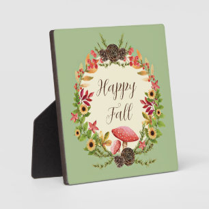 Placa Expositora Hongos y girasoles con texto de personalizable