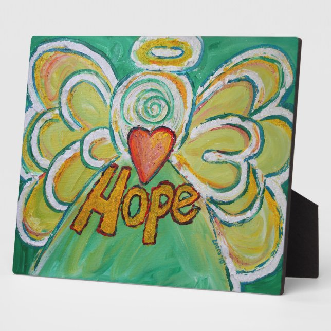 Placa Expositora Hope Inspirador Angel Pintando Poema Plaque (Lado)