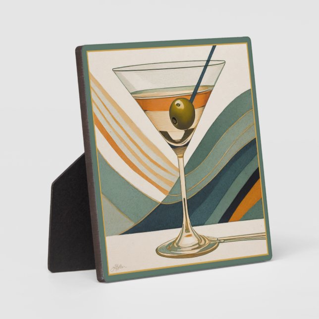 Placa Expositora Hora del cóctel Martini de mediados de siglo moder (Anverso)