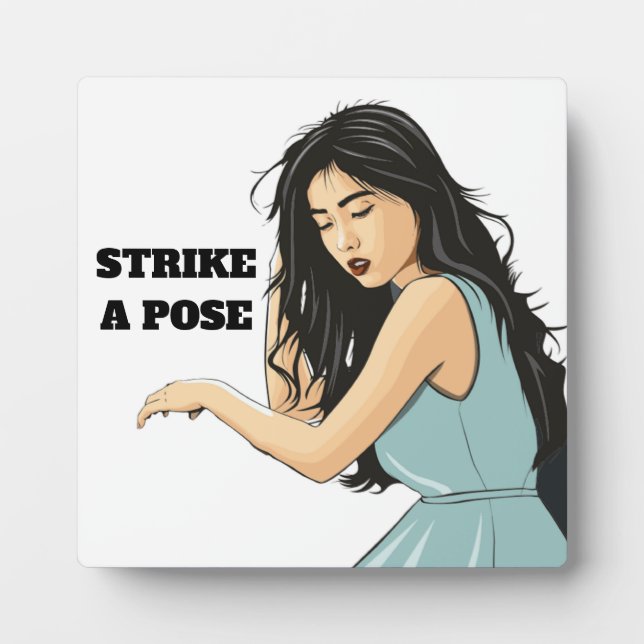PLACA EXPOSITORA "HUELGA UN POSTE", SEÑORA ASIÁTICA (Frente)