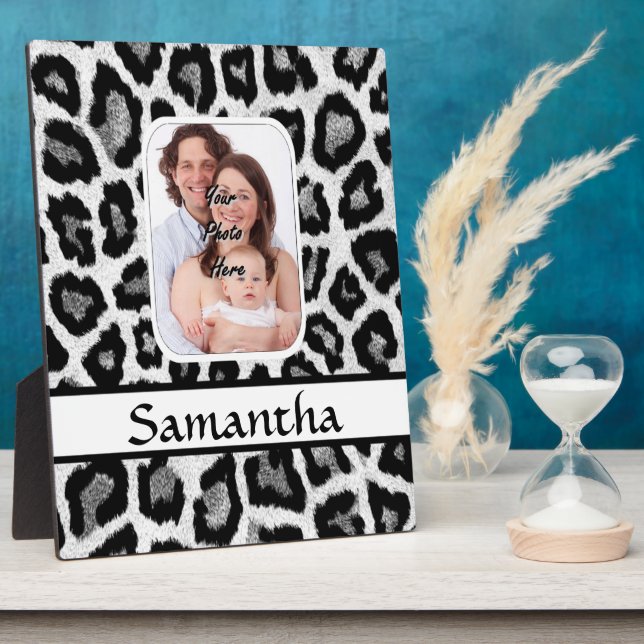 Placa Expositora Huella de leopardo blanco y negro (Lado)