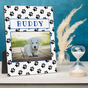 Placa Expositora Huella de pata adorable Azul Recuerdo Mascota Perr