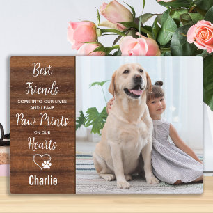 Placa Expositora Huella Personalizada Rústica Memorial de Mascota