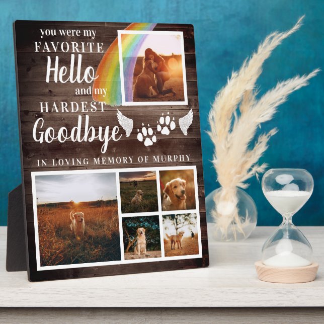 Placa Expositora Huella Rústica Personalizada Memorial de Mascota c (Lado)