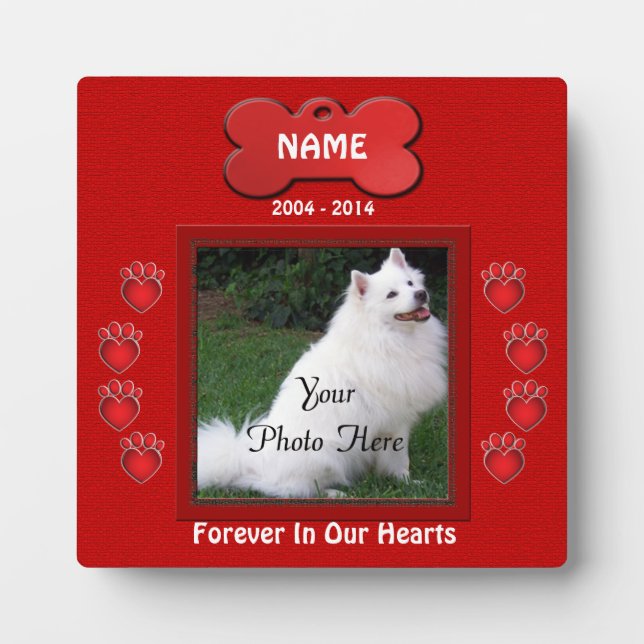 Placa Expositora Huellas Rojas Personalizadas (Frente)