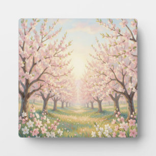 Placa Expositora Huerto de Flor de Cerezo Rosa Paisaje de Primavera