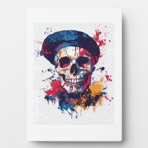 Placa Expositora Huesos Creativos � Cráneo de Artista Divertido