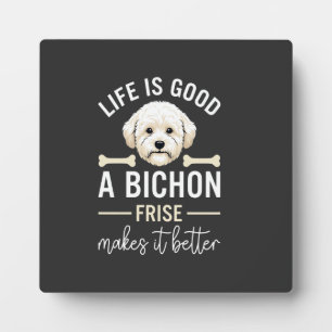 Placa Expositora Huesos de perro Bichon Frise de pelo blanco Life I