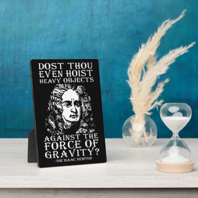 Placa Expositora Humor de entrenamiento - ¿Te animas? Isaac Newton (Lado)