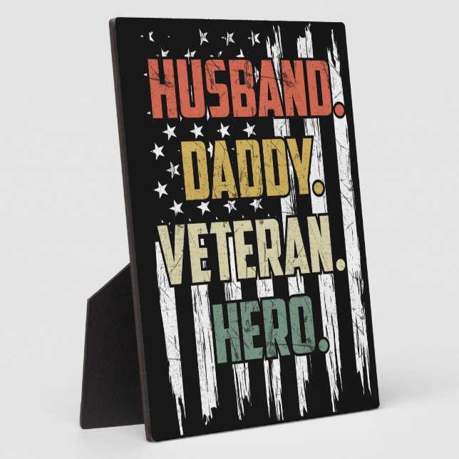 Placa Expositora Husband Daddy Veteran Hero (Lado)