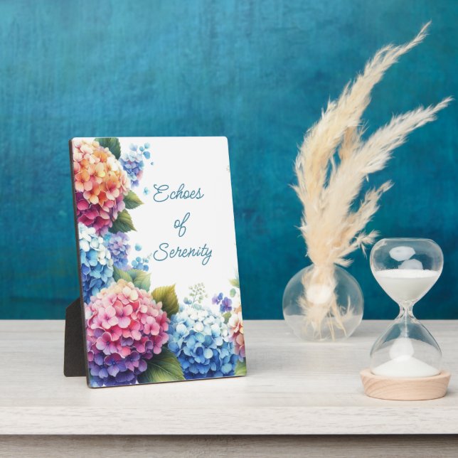 Placa Expositora Hydrangeas Serenity Tabletop Plaque with Easel (Lado)