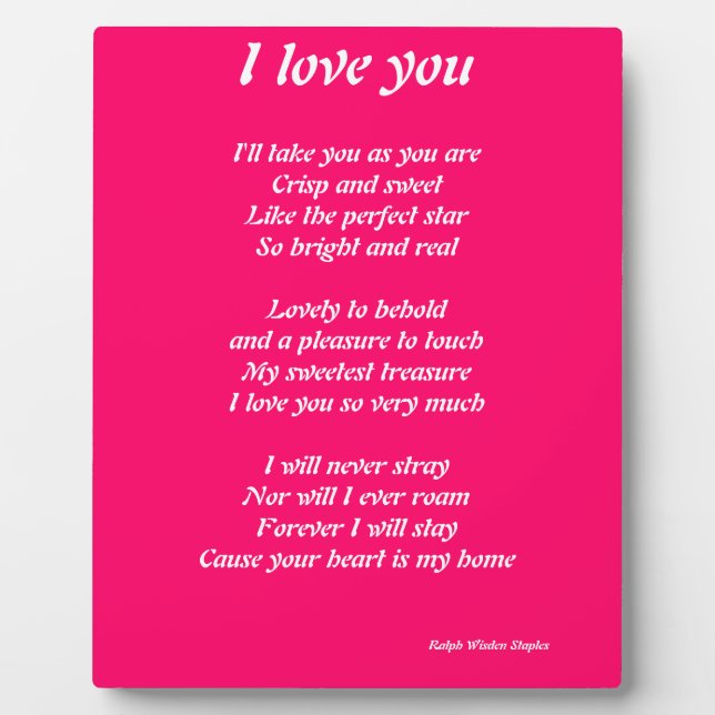 Placa Expositora I love you poem (Frente)