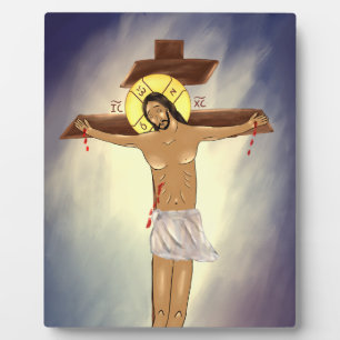 Placa Expositora Icono de Cristo en la Cruz