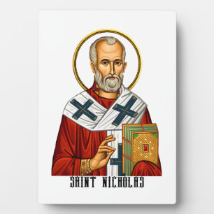 Placa Expositora Icono de santos serbios ortodoxos de San Nicolás