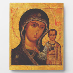 Placa Expositora Icono ortodoxo de Nuestra Señora de Kazán