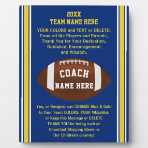 Placa Expositora Ideas de regalo para entrenadores de fútbol Blue a