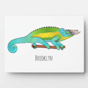 Placa Expositora Ilustracion chameleon personalizado de Jackson