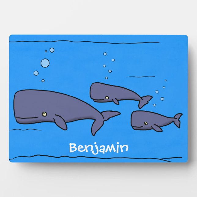 Placa Expositora Ilustracion de ballenas personalizados migratorias (Frente)